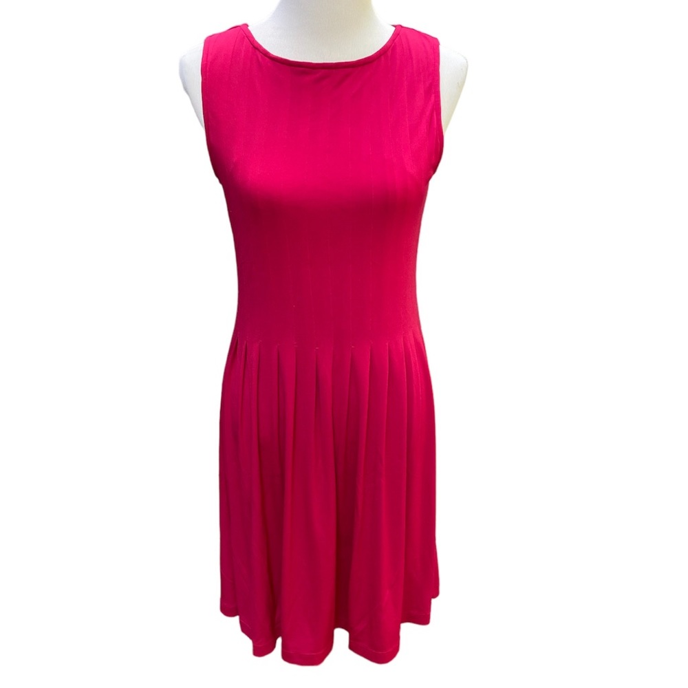 Talbots Petites Red Pleated Sleeveless A-line Dress Size 8 Petite